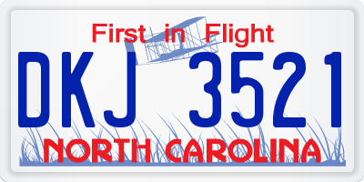 NC license plate DKJ3521