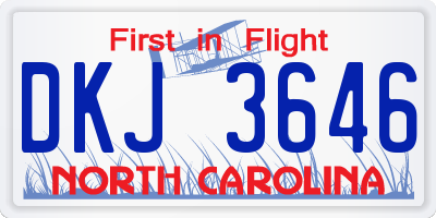 NC license plate DKJ3646