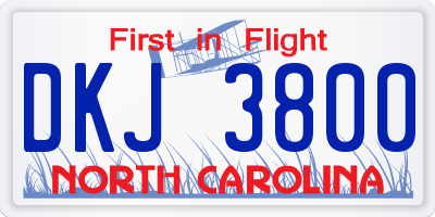 NC license plate DKJ3800