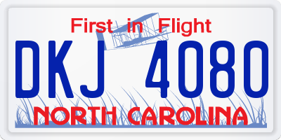 NC license plate DKJ4080
