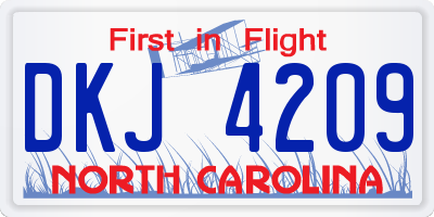 NC license plate DKJ4209