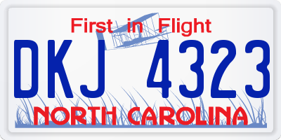 NC license plate DKJ4323