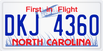 NC license plate DKJ4360