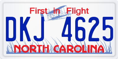 NC license plate DKJ4625