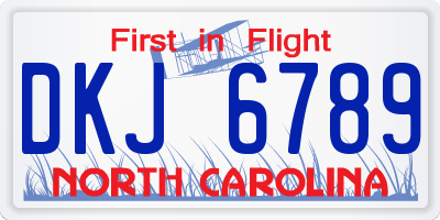 NC license plate DKJ6789