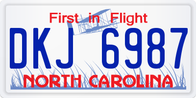 NC license plate DKJ6987