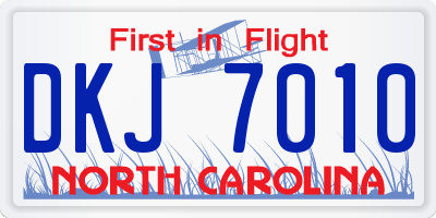 NC license plate DKJ7010