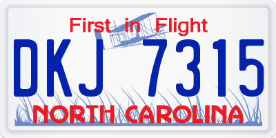 NC license plate DKJ7315