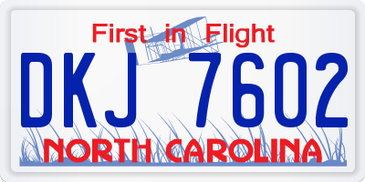 NC license plate DKJ7602