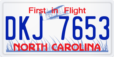 NC license plate DKJ7653
