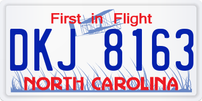 NC license plate DKJ8163