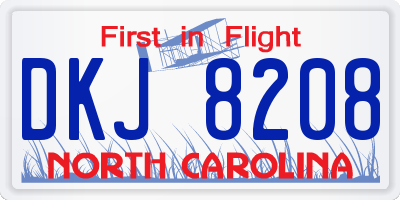 NC license plate DKJ8208