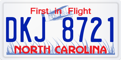 NC license plate DKJ8721