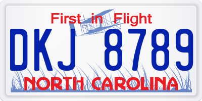 NC license plate DKJ8789