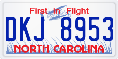 NC license plate DKJ8953