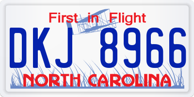 NC license plate DKJ8966