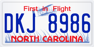 NC license plate DKJ8986