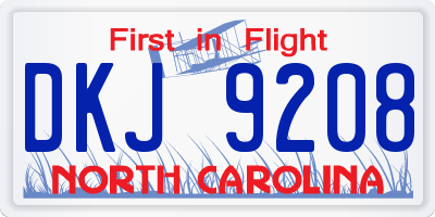 NC license plate DKJ9208