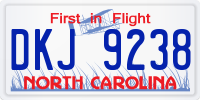 NC license plate DKJ9238