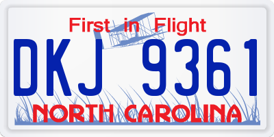 NC license plate DKJ9361