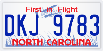 NC license plate DKJ9783