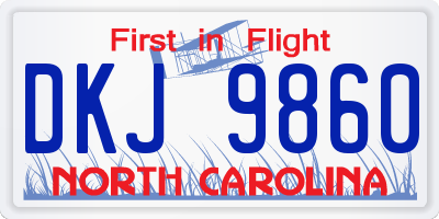 NC license plate DKJ9860