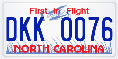 NC license plate DKK0076