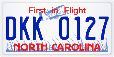 NC license plate DKK0127