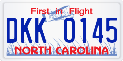 NC license plate DKK0145