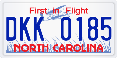 NC license plate DKK0185