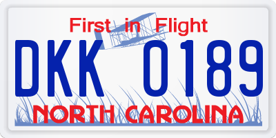 NC license plate DKK0189