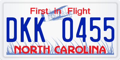 NC license plate DKK0455