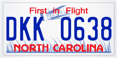 NC license plate DKK0638