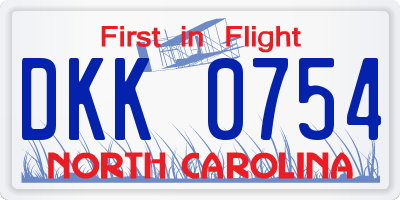 NC license plate DKK0754