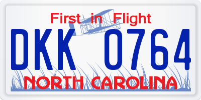 NC license plate DKK0764