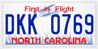 NC license plate DKK0769