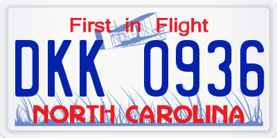 NC license plate DKK0936