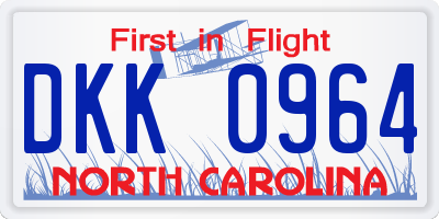 NC license plate DKK0964