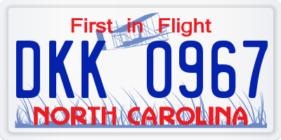 NC license plate DKK0967