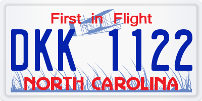 NC license plate DKK1122