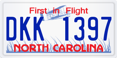 NC license plate DKK1397