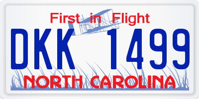 NC license plate DKK1499