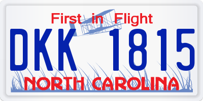 NC license plate DKK1815
