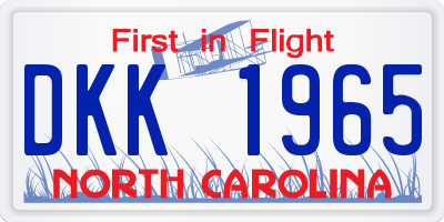 NC license plate DKK1965