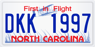 NC license plate DKK1997