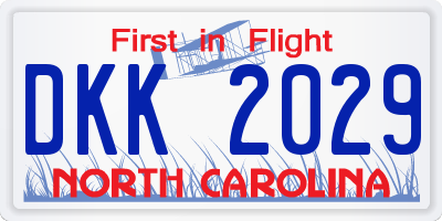 NC license plate DKK2029