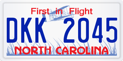 NC license plate DKK2045