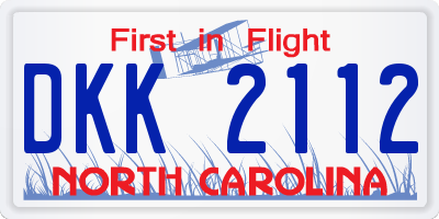 NC license plate DKK2112