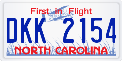NC license plate DKK2154