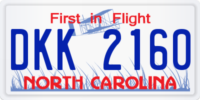NC license plate DKK2160